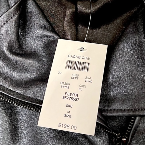 NWT! Cache Pewter Faux Leather Jacket - Picture 4 of 16
